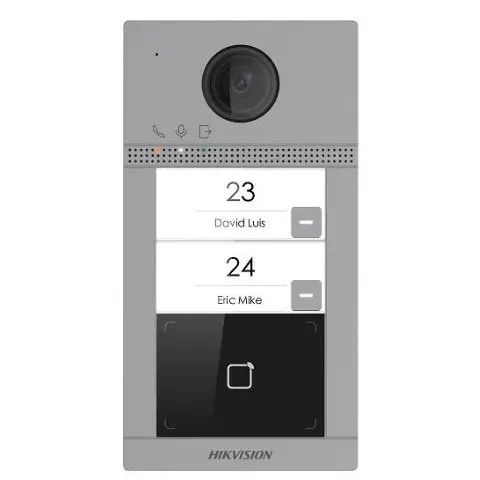 Post de exterior videointerfon IP Hikvision DS-KV8213-WME1, WiFi, 2 butoane de apelare, pentru 2 familii, montaj aplicat