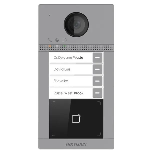 Post de exterior videointerfon WiFi Hikvision DS-KV8413-WME1(B)/Flush, 2MP, IR 3m, pentru 4 familii