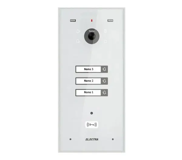 Post exterior videointerfon, 3 familii, montaj incastrat, 4 fire, culoare alba, cititor RFID, Electra VPH.03F03.ELWTL