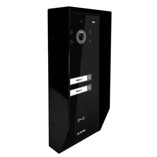Post exterior videointerfon Electra VPH.02SC3.ELBTL, 2 familii, aparent, protectie ploaie, negru