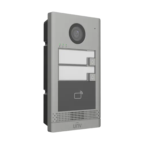 Post exterior videointerfon TCP/IP pentru 2 familii, IR, IK08 - UNV OEU-202S-HMK2