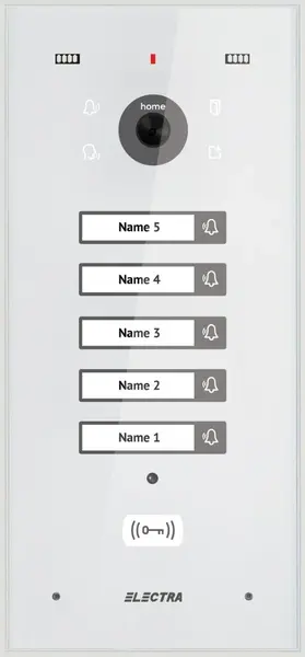 Post exterior videointerfon VPH.05F03.ELWTL, pentru 5 familii, montaj aparent, cititor RFID, culoare alba