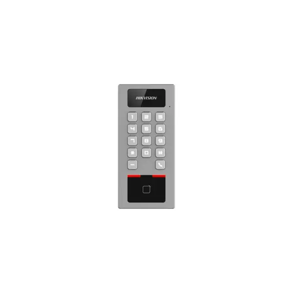 Post interfon cu cititor proximitate si tastatura Hikvision DS-K1T502DBWX, PIN, card M1, DESfire, slot card, bluetooth