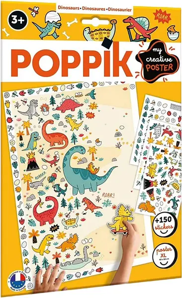 Poster creativ Poppik - Dinozauri, 150 stickere