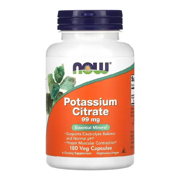 Potasiu Citrat, 99 mg, 180 capsule vegetale, Now Foods