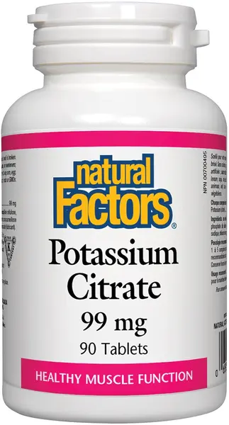 Potassium Citrate, 99 mg, 90 tablete, Natural Factors