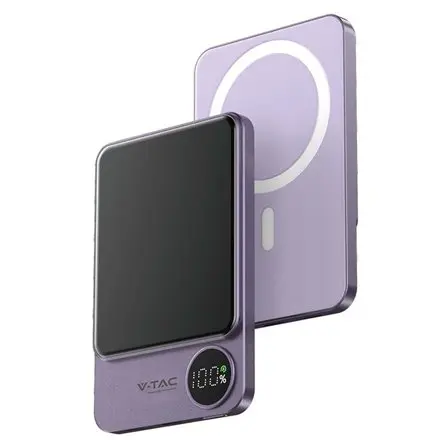 Power bank ultra slim 5000MAH wireless fast charging V-TAC SKU-7851
