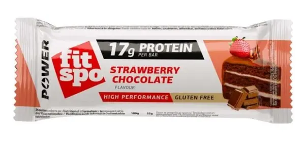 Power Baton proteic, căpșuni și ciocolată, 55 g, FitSpo