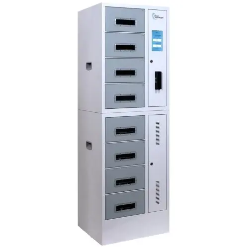 Power Technologies Statie de incarcare Power Technologies CSC-Locker-8, pentru 8 device-uri, dimensiune maxima suportata 14 inch, acces prin carduri RFID, cartela magnetica sau ecran tactil