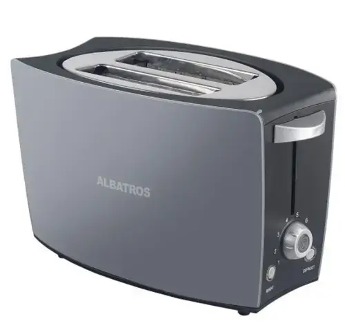 Prajitor de paine Albatros CONFORT, 800 W, 2 Felii, 8 Trepte de prajitre (Argintiu)