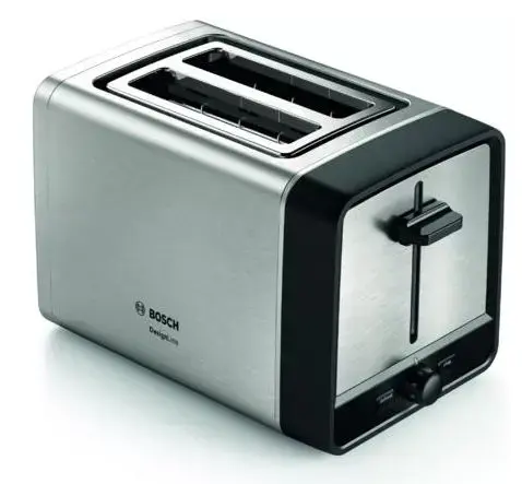 Prajitor de paine Bosch TAT5P420, 970 W, 2 felii, Suport chifle (Negru/Argintiu)
