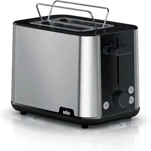 Prajitor de paine Braun PurEase HT 1510, 2 felii, 900 W (Inox/Negru)