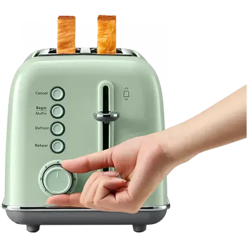 Prajitor de paine BUYDEEM DT620E-CG/EU, 900 W, 2 felii, Tava firimituri, 7 trepte, 5 functii (Verde)