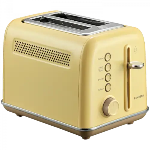 Prajitor de paine BUYDEEM DT620E-MY/EU, 900 W, 2 felii, Tava firimituri, 7 trepte, 5 functii (Galben)