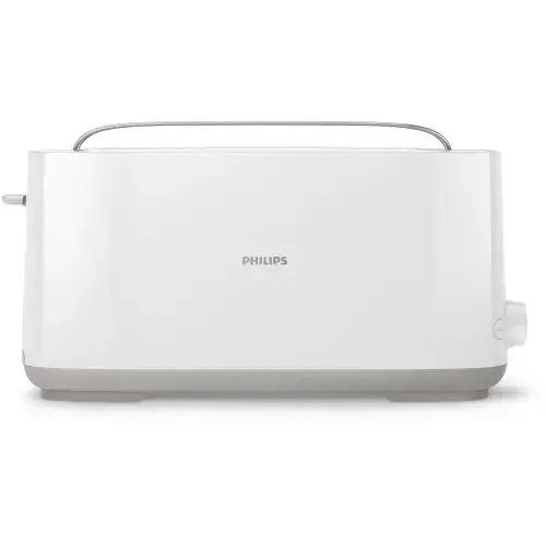 Prajitor de paine Philips HD2590/00, Plastic, Fantă lungă, încălzitor de chifle, Alb