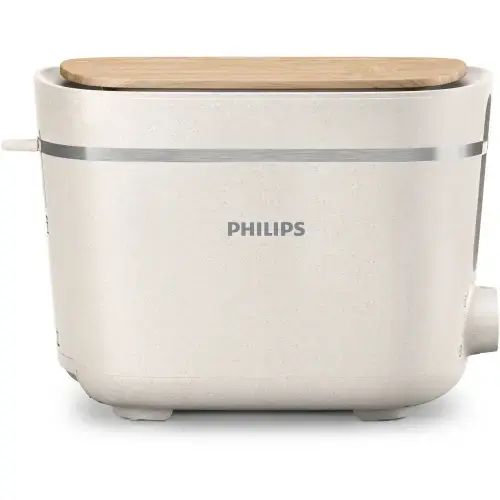 Prajitor de paine Philips HD2640/10 Conscious collection, 830 W, 2 sloturi, Corp plastic reciclat pe bază bio, 8 setări de rumenire, Oprire automată, Suport pentru chifle integrat, Capac de praf detașabil, Tavă pentru firimituri