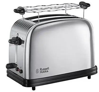 Prajitor de paine Russell Hobbs Chester 23310-56, 1670 W, 2 felii, Tehnologie de prajire rapida, Functie lift and look, Decongelare (Inox)