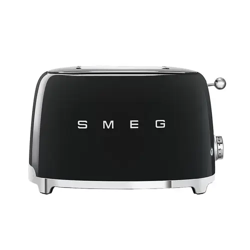 Prajitor de paine Smeg TSF01BLEU, 950 W, 2 felii, 6 Trepte pentru rumenire (Negru/Argintiu)