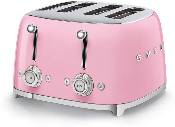 Prăjitor de pâine Smeg - TSF03PKEU, 2000W, 6 trepte, roz