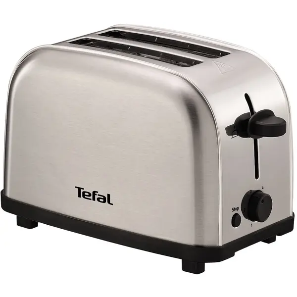 Prajitor de paine Tefal Ultra Mini TT330D30, 700 W, functie de oprire, design compact, tava detasabila pentru firimituri, inox, argintiu