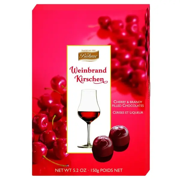 Praline Bohme de Ciocolata Umplute cu Coniac si Cirese Intregi, Halloren and Co, 150 g