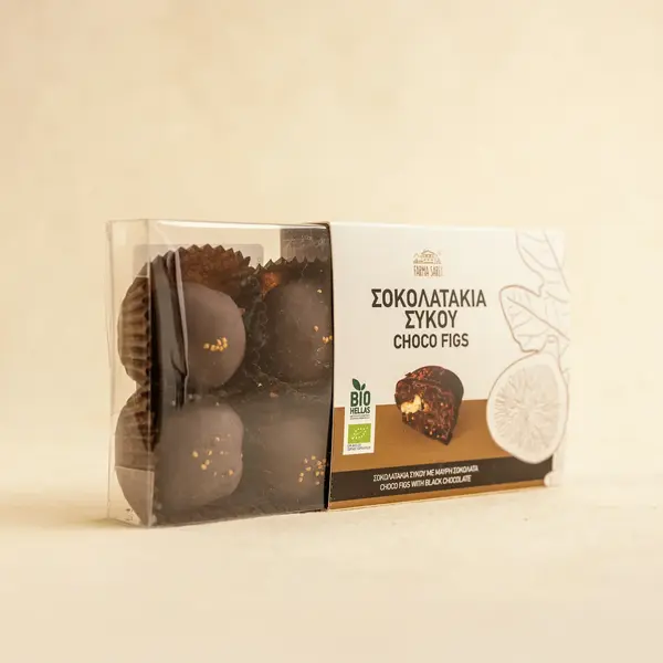 Praline din smochine cu nuca trase prin ciocolata neagra 160g ECO