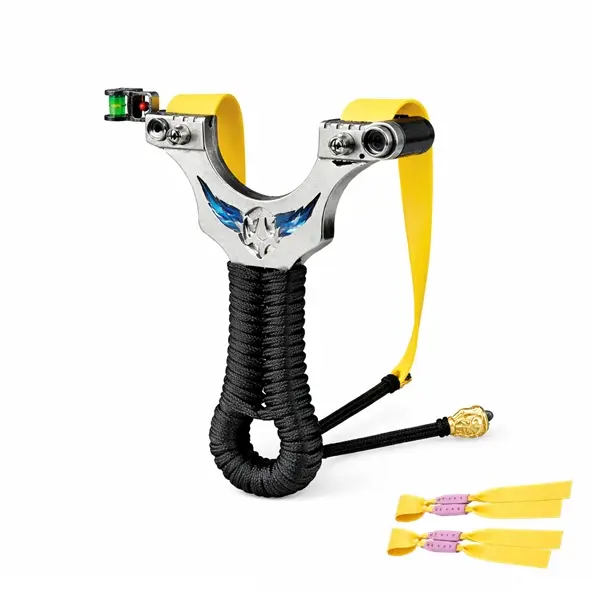 Prastie de precizie metalica cu laser si vizor, DEPOX , 2 elastice de rezerva, 12 cm, negru