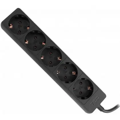 Prelungitor 1,5 metri 5 prize schuko cablu 3x1,5mm NEGRU tripla TED001849