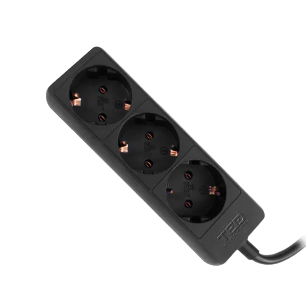 Prelungitor 1.5 metri cu 3 Schuko, Cablu 3x 1.5mm, Culoare Negru, Putere 3680W 16A, TED Electric TED001870