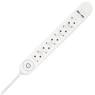 Prelungitor 5 cai cu intrerupator + 2USB 3M(3G1.5MM2) V-TAC SKU-8807