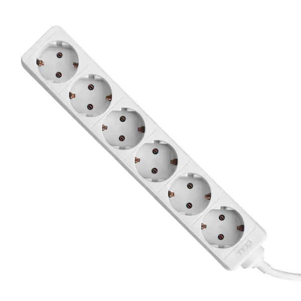 Prelungitor 5 metri cu 6 Schuko, Cablu 3x 1.5mm, Culoare Alb, Putere 3680W 16A, TED Electric TED000880
