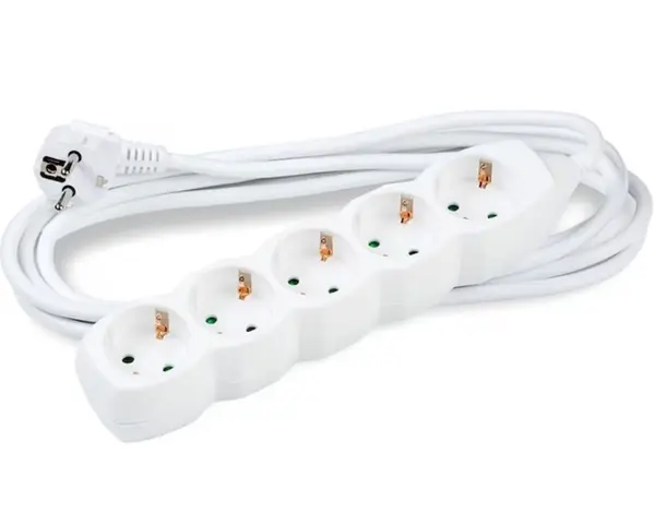 Prelungitor 5 prize cu întrerupător, cablu 3×1,5 mm², 2 m, Rebel