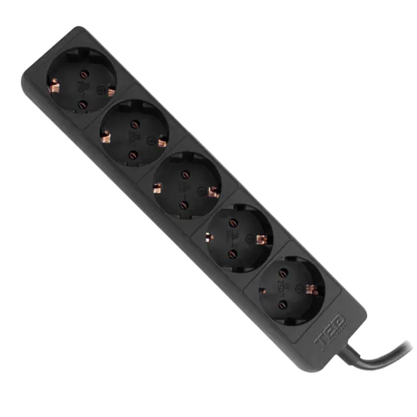 Prelungitor 5 prize Schuko, 3 m, cablu 3x1,5 mm², 16A/3680W, negru, TED Electric TED001832