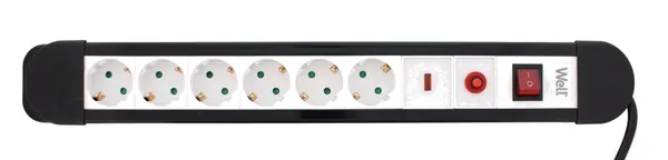 Prelungitor 6 prize 3M cu protectie la suprasarcina si supratensiune, cablu 3xG1.5mmp, Well