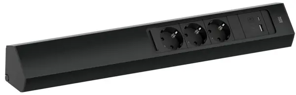 Prelungitor Bachmann - CASIA 2, 3x Schuko, USB A+C, 2 m, negru