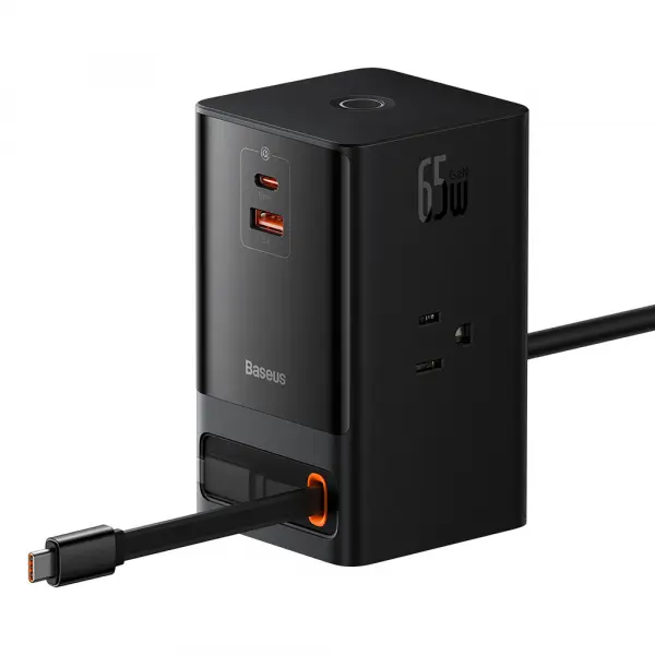 Prelungitor Baseus PowerCombo US, 3 x Prize - 1 x USB-A - 2 x USB-C, Negru PSLR000101