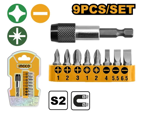 Prelungitor Biti Set 9buc INGCO AKSD0071