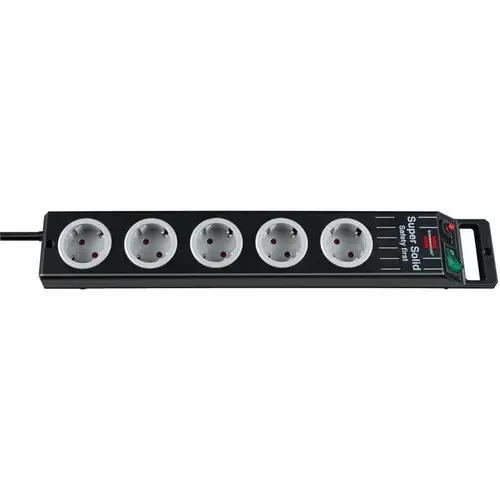 Prelungitor Brennenstuhl 1153380115, 5 prize, 2.5 m, Switch On/Off, Siguranta 16A, Protectie copii (Negru)