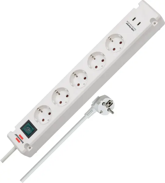 prelungitor brennenstuhl bremounta 5 prize, 2 x usb-c, 3m, buton on off, prindere in suruburi , alb