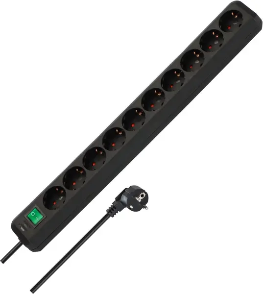 Prelungitor Brennenstuhl - Eco-line, 10 prize , 3 m, negru