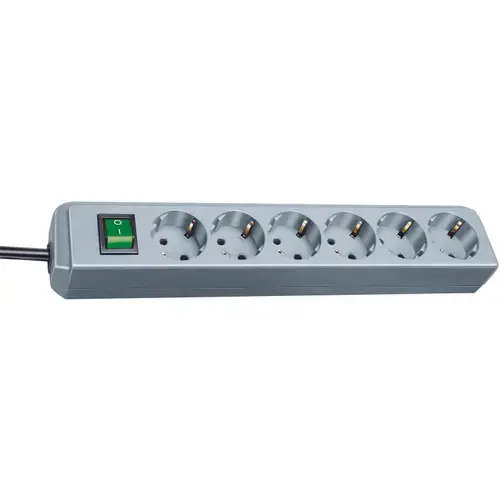 Prelungitor Brennenstuhl Eco-Line, 6 prize, Protectie Copii, Intrerupator, 1.5m (Gri)
