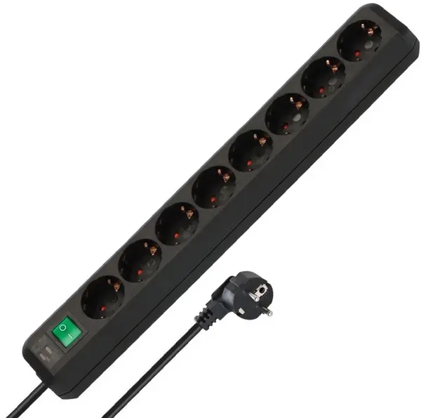 Prelungitor Brennenstuhl - Eco-line, 8 prize , 3 m, negru