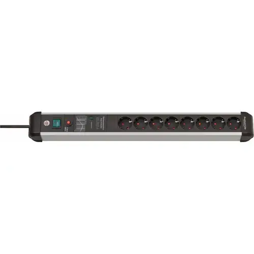 Prelungitor Brennenstuhl Premium Line, 8 prize, 3500 W, Buton on-off (Alb/Negru)