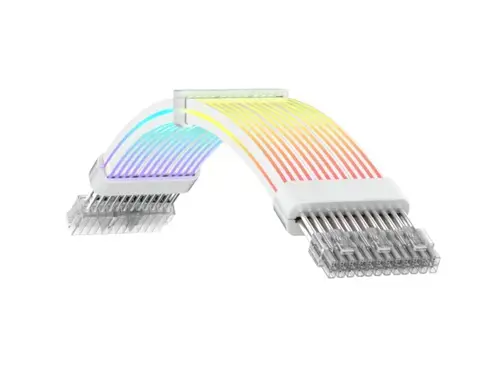 Prelungitor cablu alimentare Gamemax ACGMARGB3X8PVGAWH, 3x 8 pini, VGA, ARGB, 30cm (Alb)