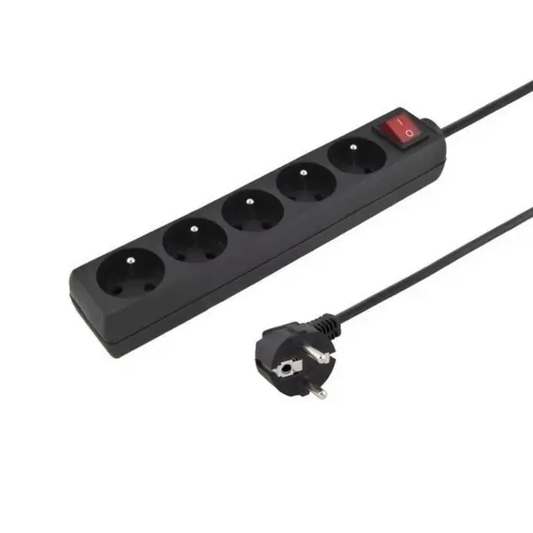 Prelungitor cu 5 prize Schuko 5m Negru, ppa5k-05bk