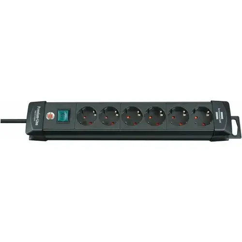 Prelungitor cu priza multipla Brennenstuhl, 6 Prize, 3m, Switch, Premium-Line (Negru)