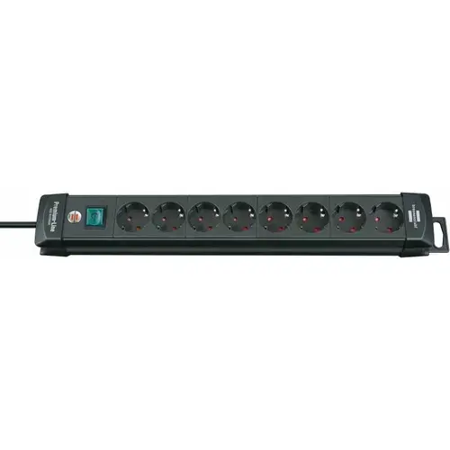 Prelungitor cu priza multipla Brennenstuhl, 8 Prize, 3m, Switch, Premium-Line (Negru)