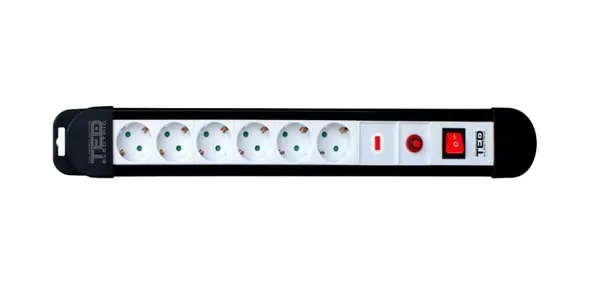 Prelungitor cu protectie 1,5 metri 6 prize schuko cu reset & led & switch cablu 3x1,5mm TED000910