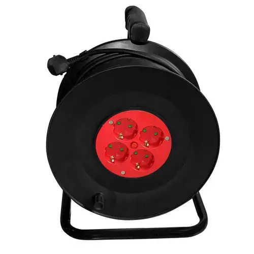 Prelungitor cu tambur Samus 4PT15-3680, 4 Prize, 15M, 3680W, Negru