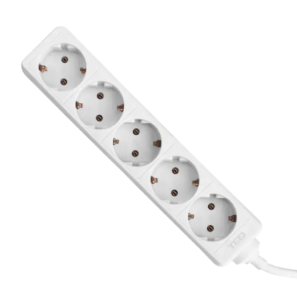Prelungitor electric 5 prize Schuko, 1.5 m, 3x1.5 mm, 3680W/16A, alb, Ted Electric TED001894